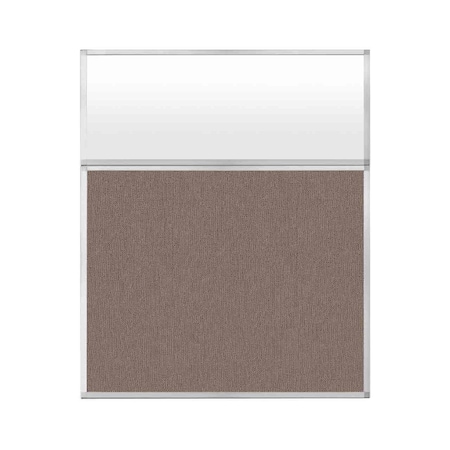 Versare Hush Panel Configurable Cubicle Partition 5' x 6' W/ Window Latte Fabric Frosted Window 1852713